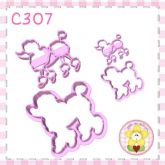 C307 - Poodle Barbie - 2,5 e 5,0cm - 4 peças