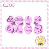 C305 - Mini marcadores Barbie - 1,6cm - 8 peças