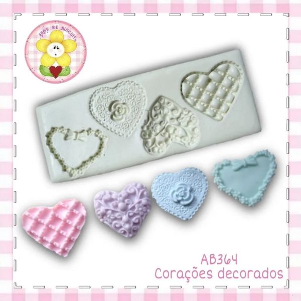 AB364 - Corações decorados - Coleção corações