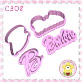 C308 - Barbie logo e letra B - 5,0cm - 4 peças