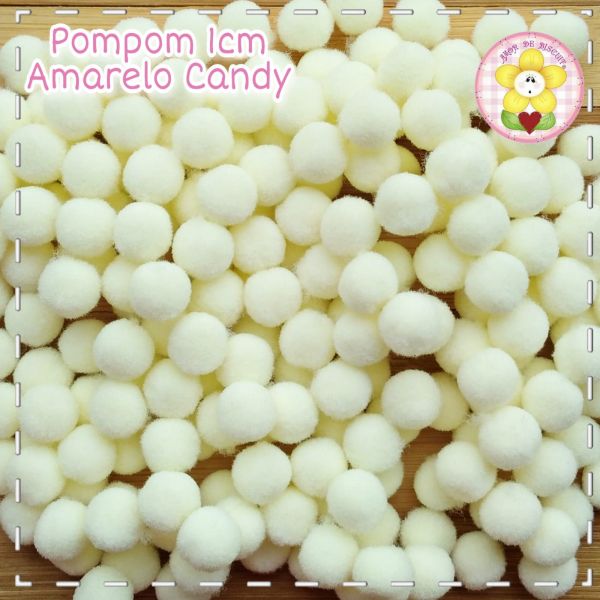 Pompom 1cm - Cor Amarelo candy - 20 unidades